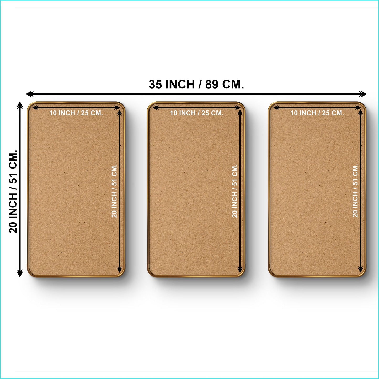 Madhubani Canvas Painting Set of 3 with Golden Frame 35 inch x 20 inch