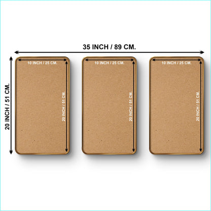 Madhubani Canvas Painting Set of 3 with Golden Frame 35 inch x 20 inch