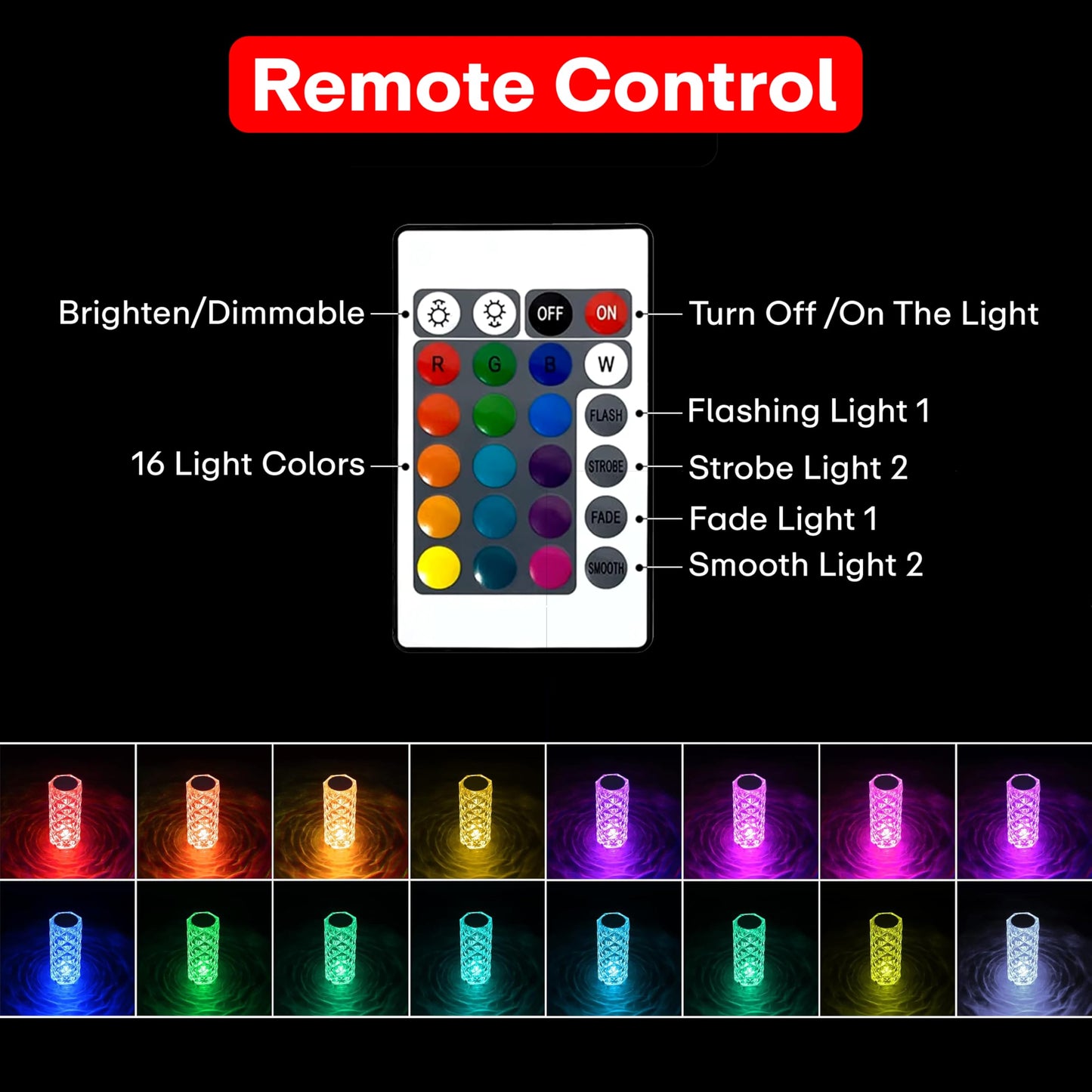 LED Table Lamp with Astronaut Projector and Crystal Design - 16 Color Changing - USB Rechargeable - Modern Touch Control