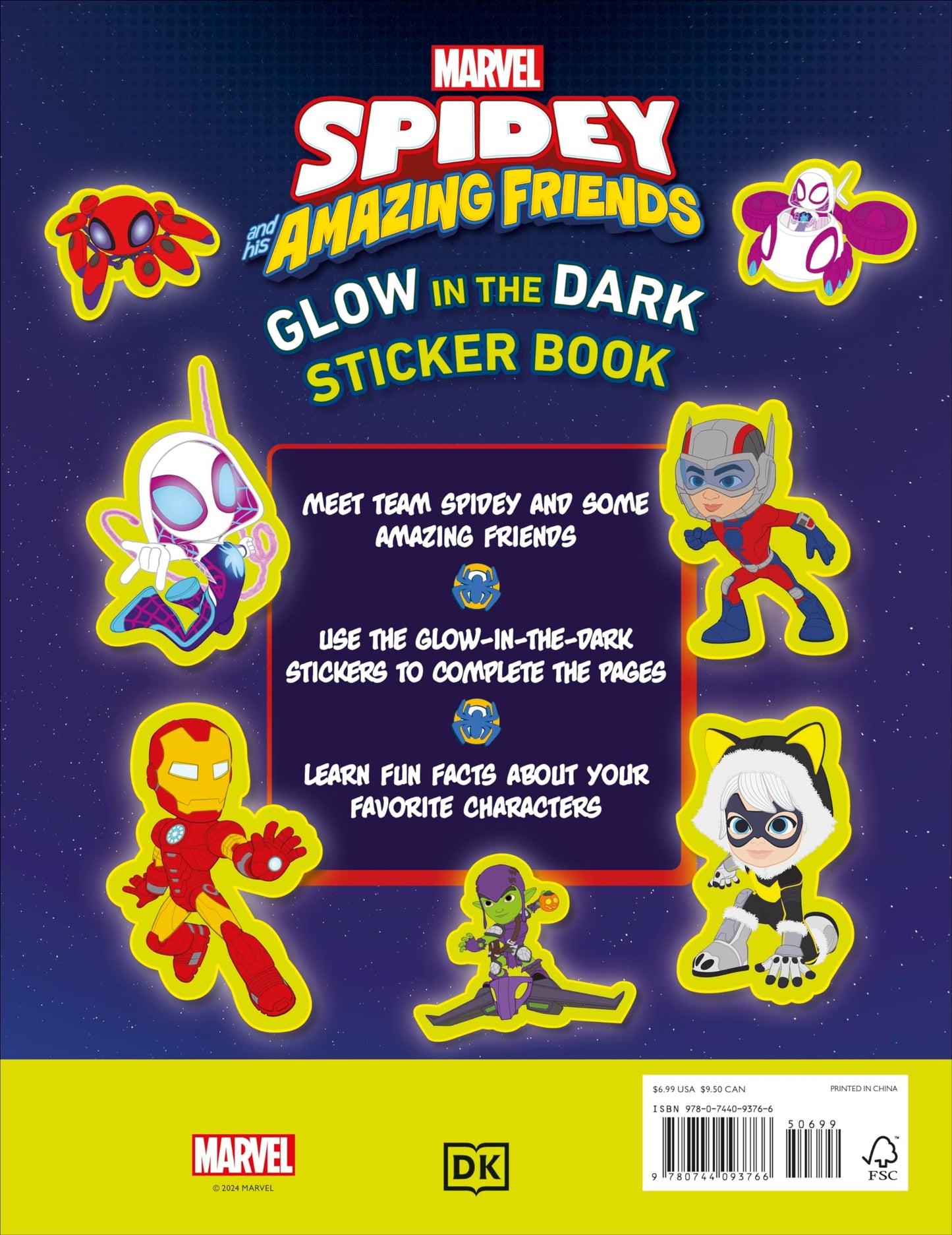 Marvel Spidey and His Amazing Friends Glow in the Dark Sticker Book: With More Than 100 Stickers (Disney Junior: Marvel Spidey and His Amazing Friends)