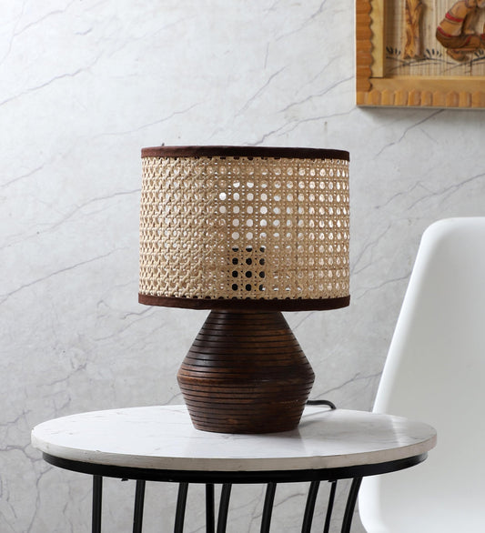 Table Lamp Hand-Woven Rattan 20L x 20W x 25H CM Natural Color
