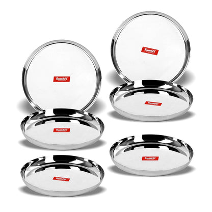Sumeet Stainless Steel Plates - Set of 6, Silver