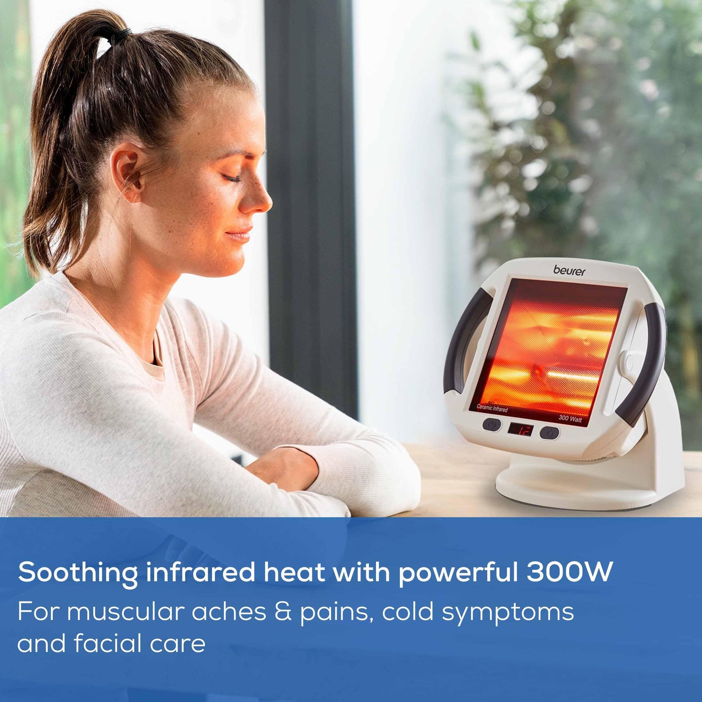 Red Light Therapy Lamp 300W Ceramic Infrared Heat for Full Body Treatment - Portable, Adjustable, Red
