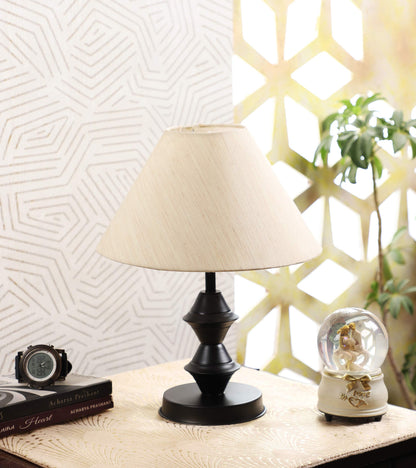 Table Lamp with Cotton Shade and Metal-Iron Base - 13 Inch - Off White