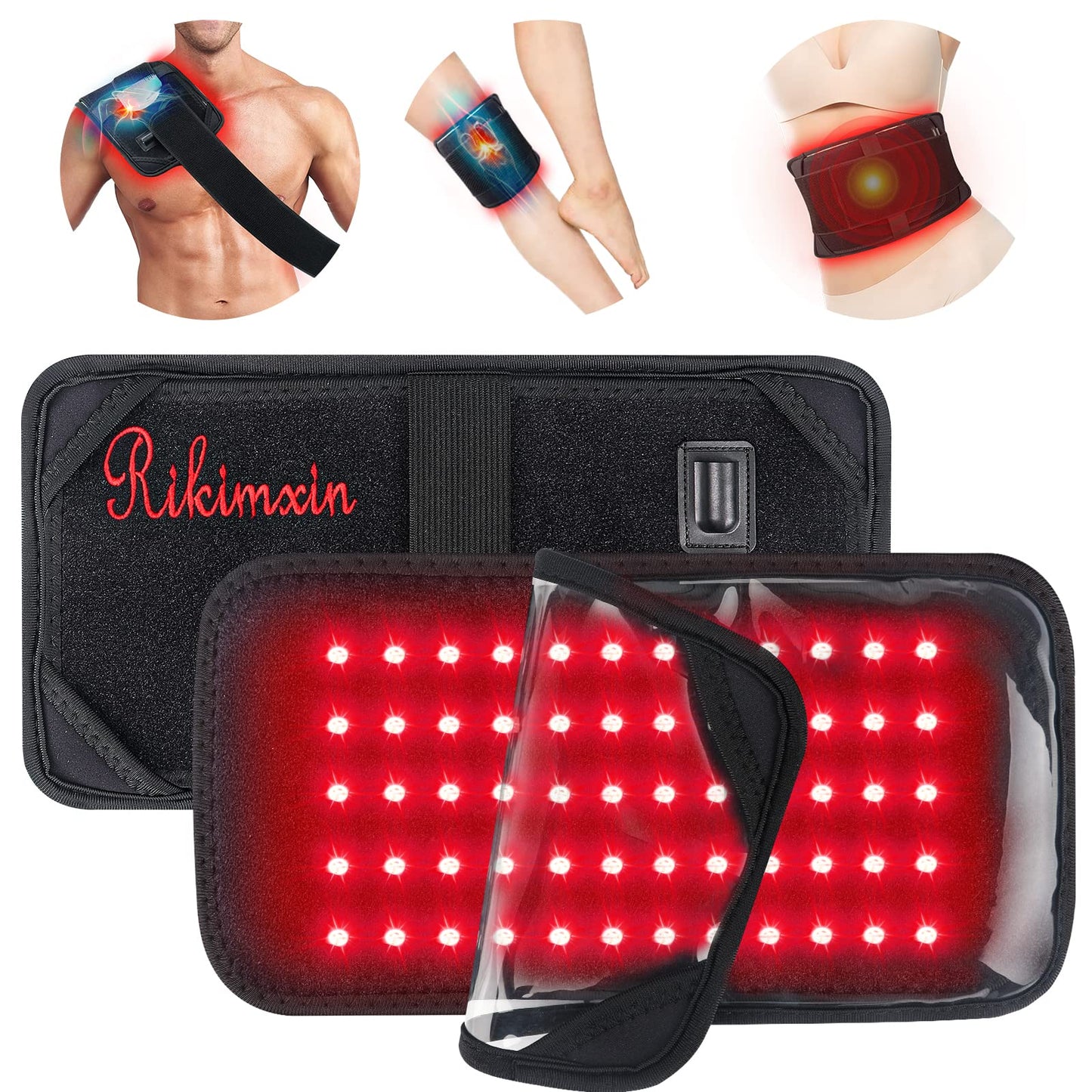 Red Light Therapy Belt with 60 LEDs, 660nm & 850nm, Detachable Pad, 20 Min Auto Timer, for Knee & Neck Relief