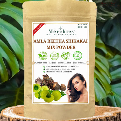 Amla Reetha Shikakai Powder Mix - 225g Natural Hair Cleanser