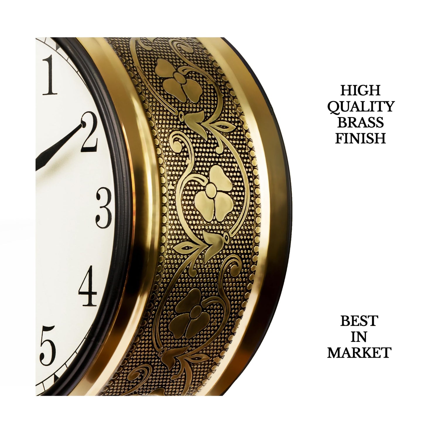 Vintage Double-Sided Metal Wall Clock - 8 Inch Shiny Gold with Brass Dial