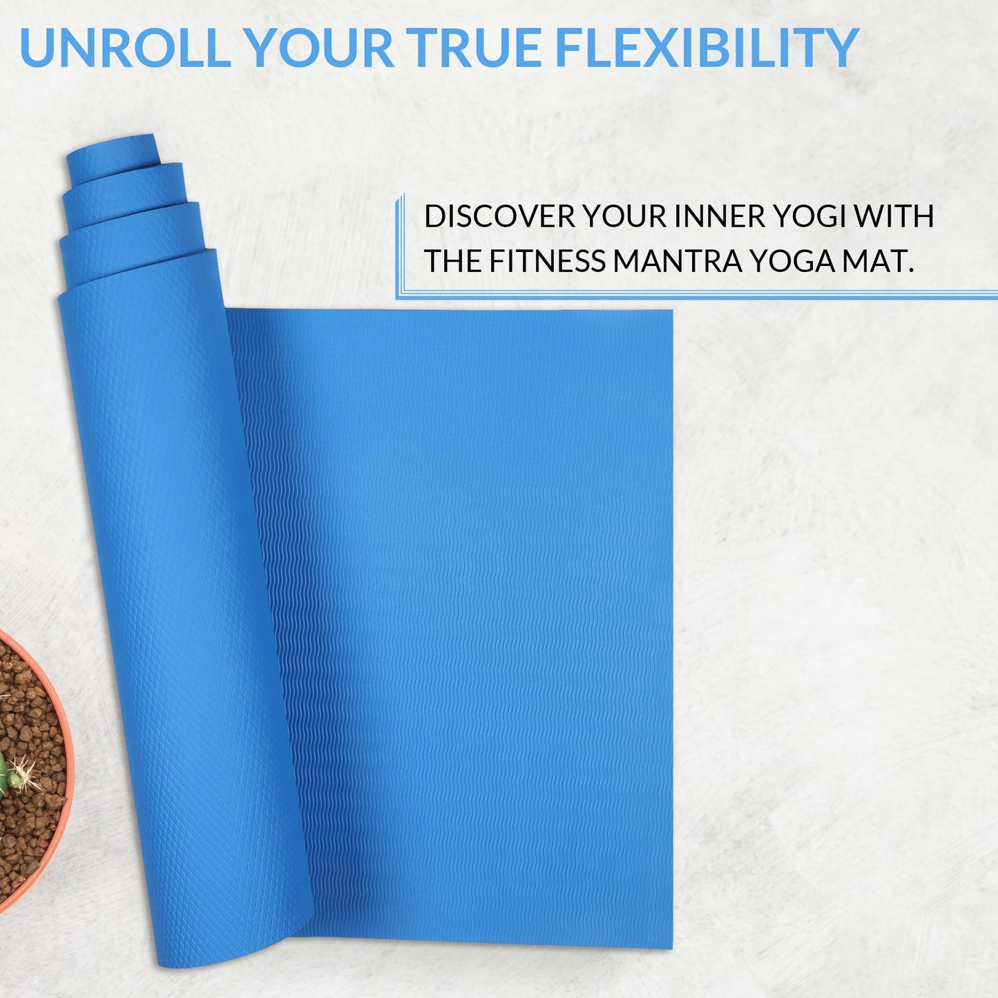 6mm Anti-Slip Yoga Mat with Carrying Strap - Blue