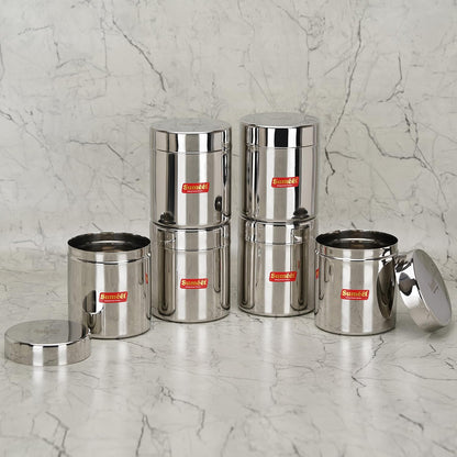 Sumeet Stainless Steel Small Canisters/Jars/Ubha Dabba/Storage Containers set of 6Pcs, 750 ML Capacity Each