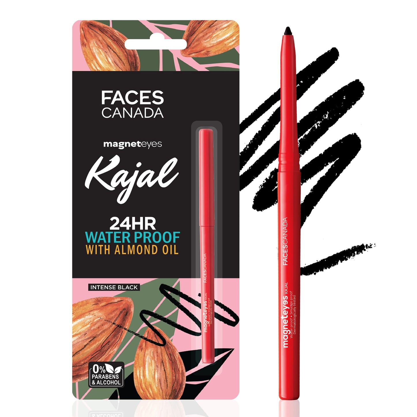 Black Kajal Stick 0.35g - 24hr Stay, Waterproof, Smudgeproof