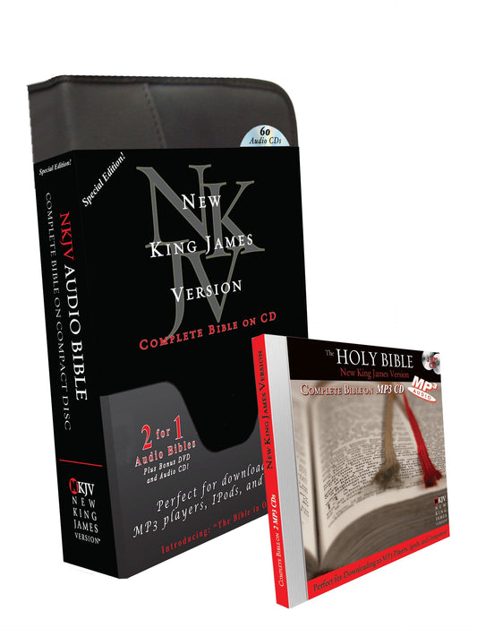 Audio Bible NKJV - Audio Bible on CD - Complete New King James Version Audio Bible on 60 CDs - Plus - 2nd Free Audio Bible on 2 MP3 Discs - Plus Free ... Book - Plus Free - The Bible in 1 Hour CD