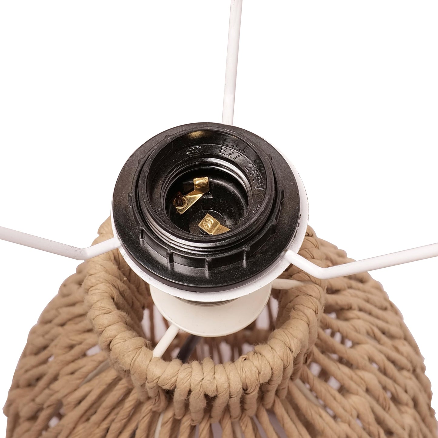 Table Lamp Modern Rustic Blend Paper Rope Base Light Beige Fabric Shade