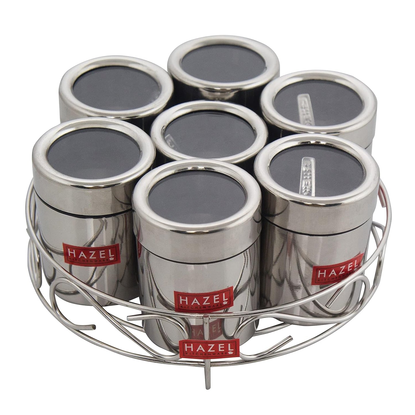 HAZEL Stainless Steel Masala Container|Masala Boxes for Kitchen with 7 Spoons(Set of 7)