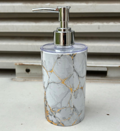 Liquid Soap Dispenser 350ml Marble White Easy Clean Refillable Kitchen Bathroom