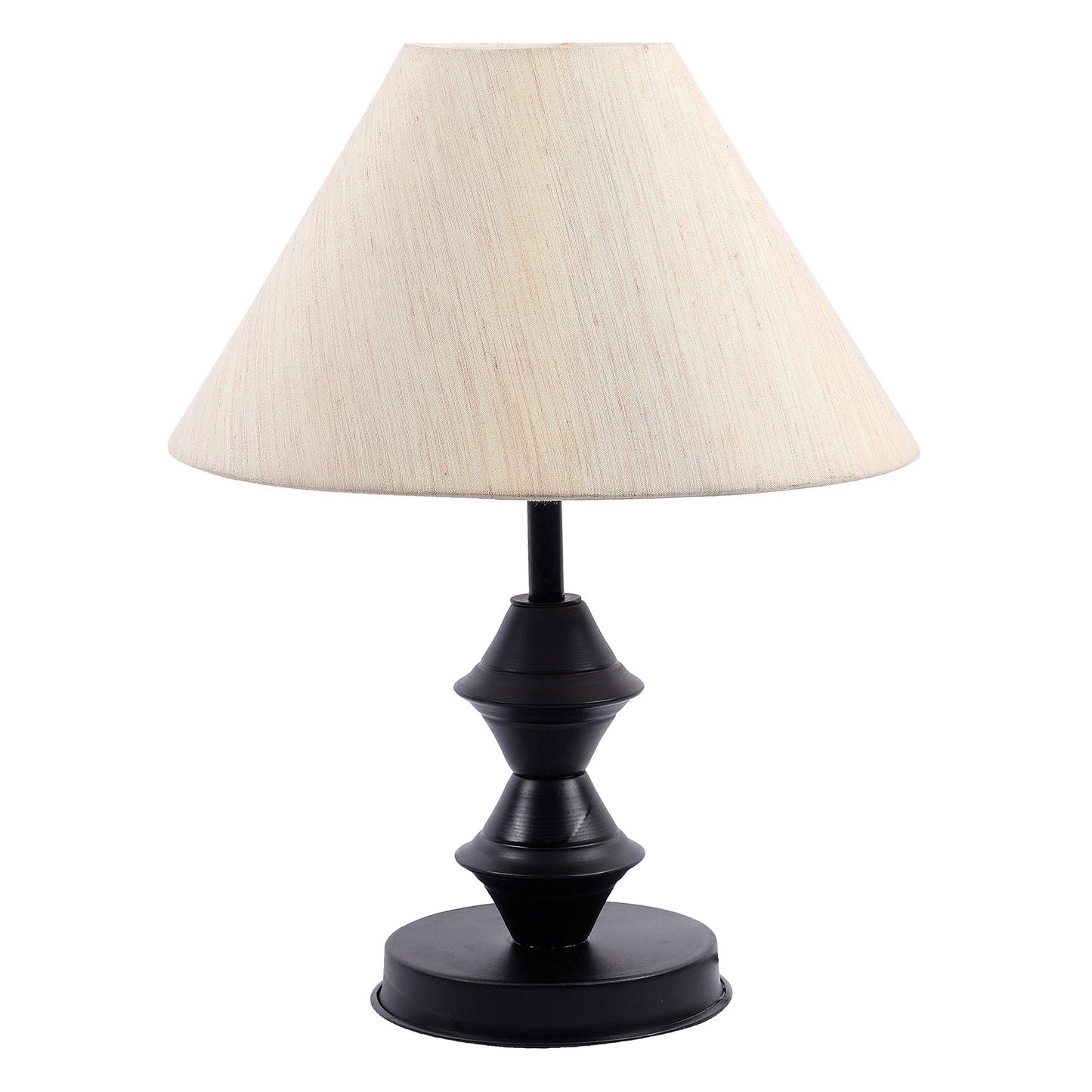Table Lamp with Cotton Shade and Metal-Iron Base - 13 Inch - Off White