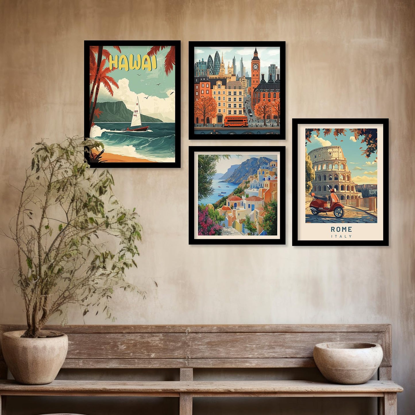 Wall Painting City Vibes Art - Framed Rectangular Posters - 10x13 Inch - Engineered Wood