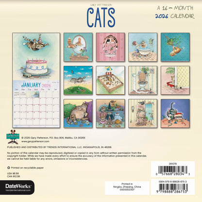 2026 Gary Patterson - Cats Mini Wall Calendar