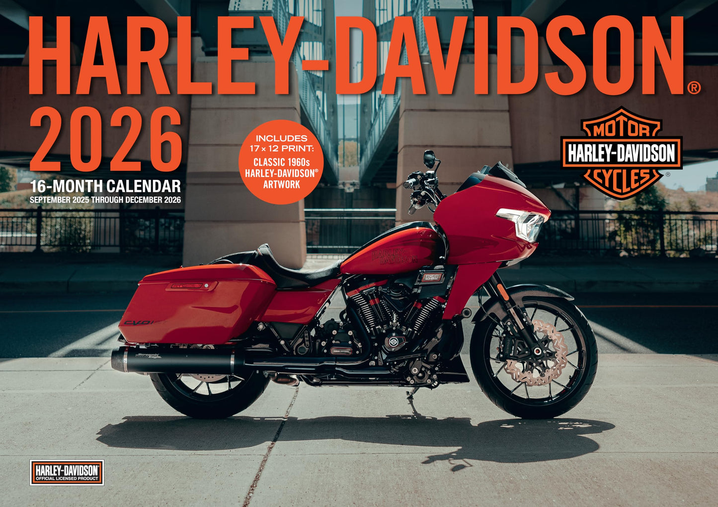 Harley-Davidson 2026 17x12: 16-Month Calendar--September 2025 through December 2026 