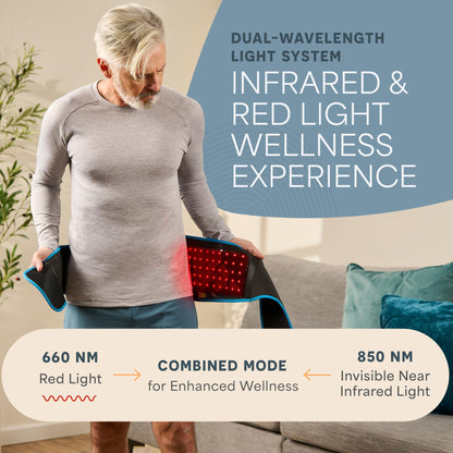 Red Light Therapy Belt with 660nm & 850nm Wavelengths for Body Treatment - Adjustable, Portable, USB Powered