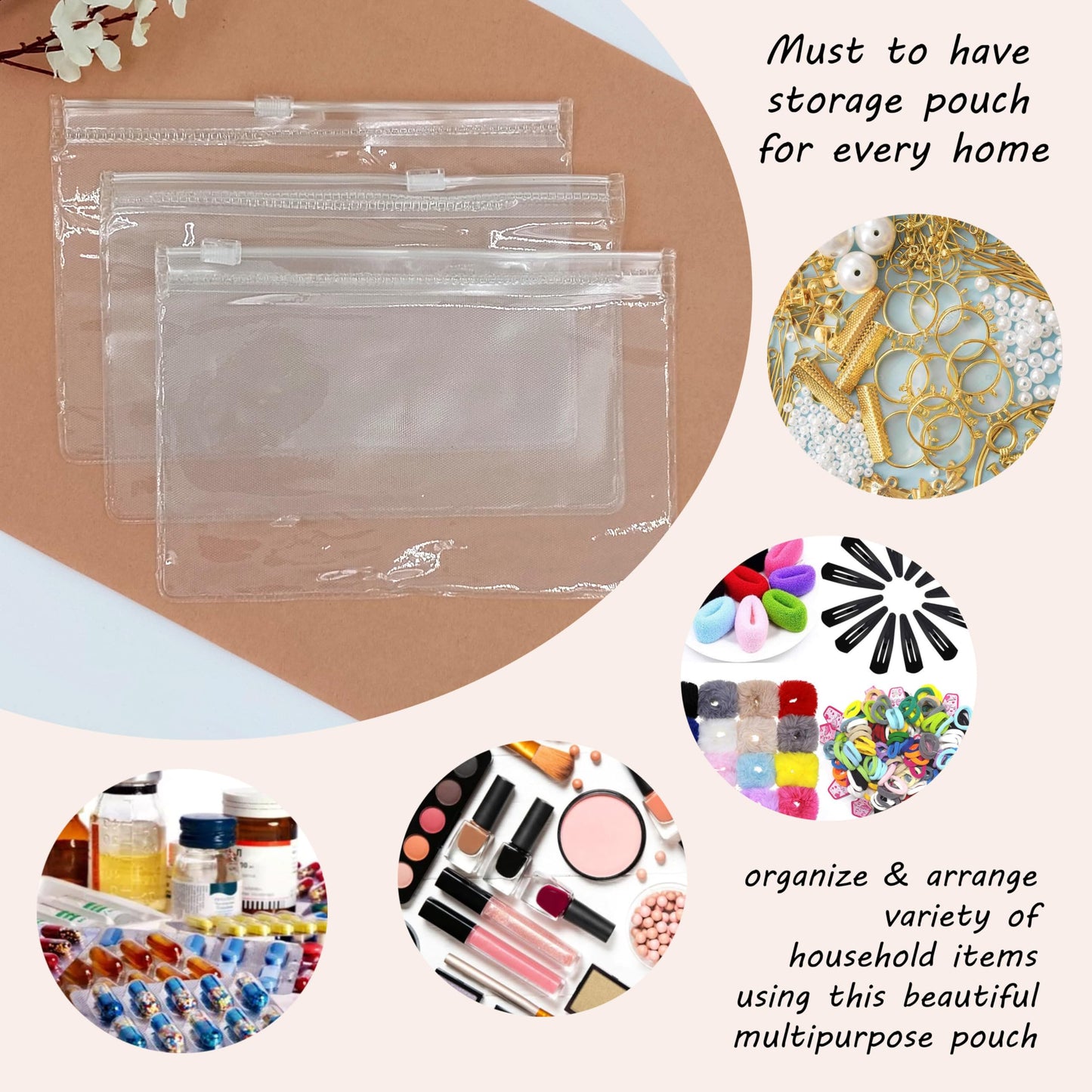25 Multipurpose Storage Pouches 5x7 Inch for Travel & Makeup