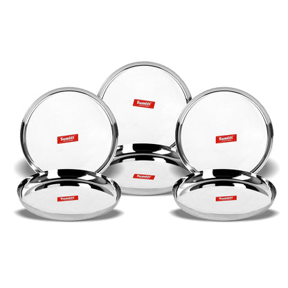 Sumeet Stainless Steel Plates - Set of 6, Silver