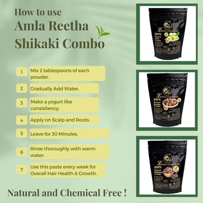 Amla Reetha Shikakai Hair Care Combo - 300g Herbal Pack