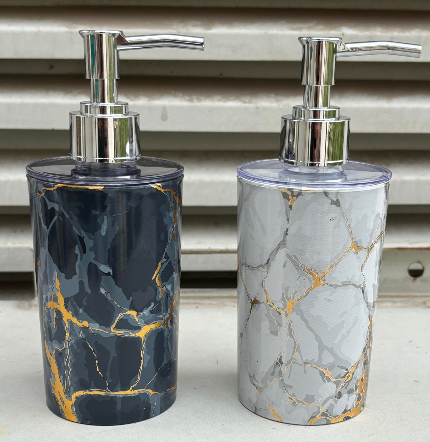 Liquid Soap Dispenser 350ml Marble White Easy Clean Refillable Kitchen Bathroom