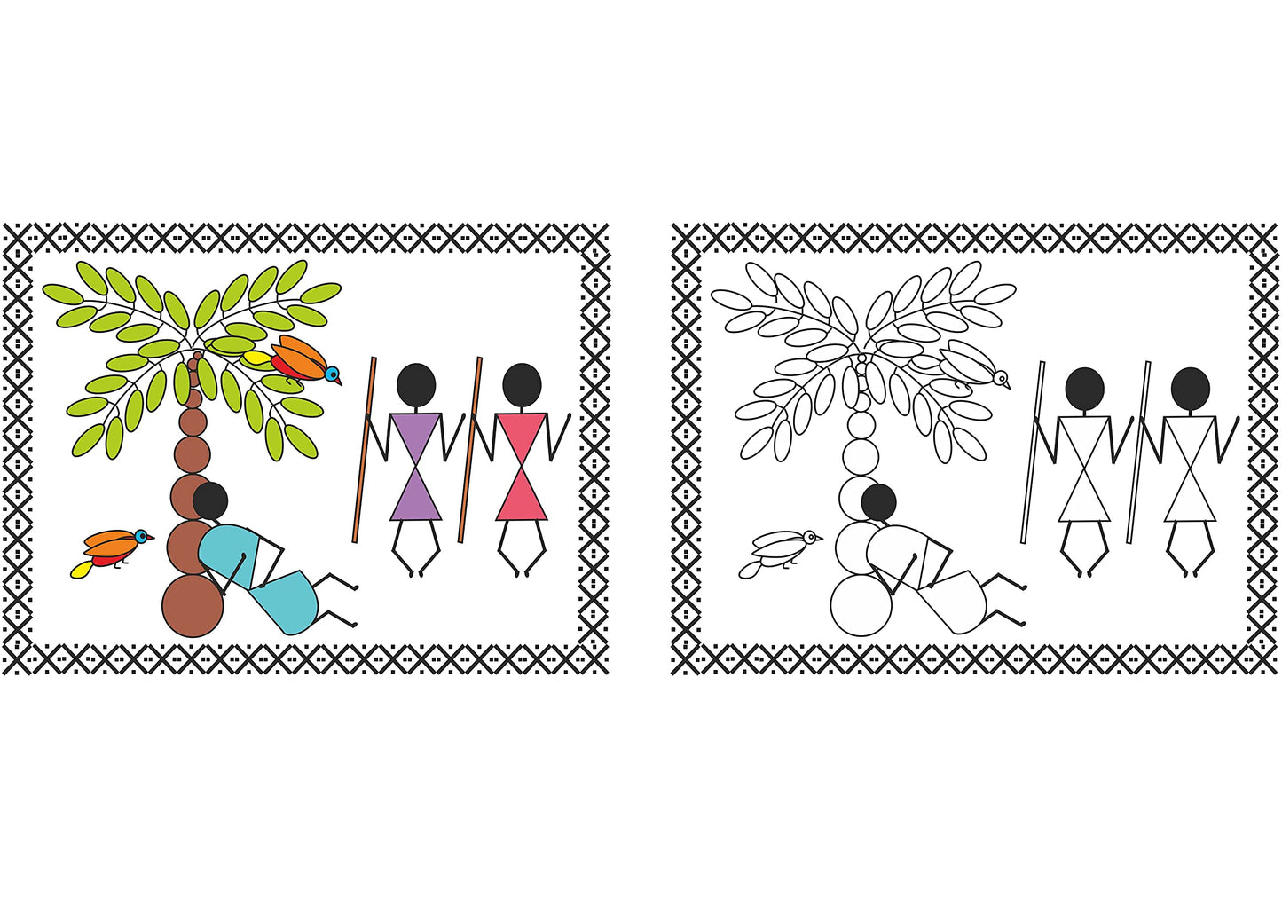 Scholars Hub Best Of Warli Art Paintings Book -Vol 1, Vol 2 (Set Of 2 Books) | 68 Pages