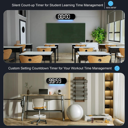 Digital Wall Clock with RGB Night Light, 13.7 Inch Display, DST, Auto Brightness, Electric Powered