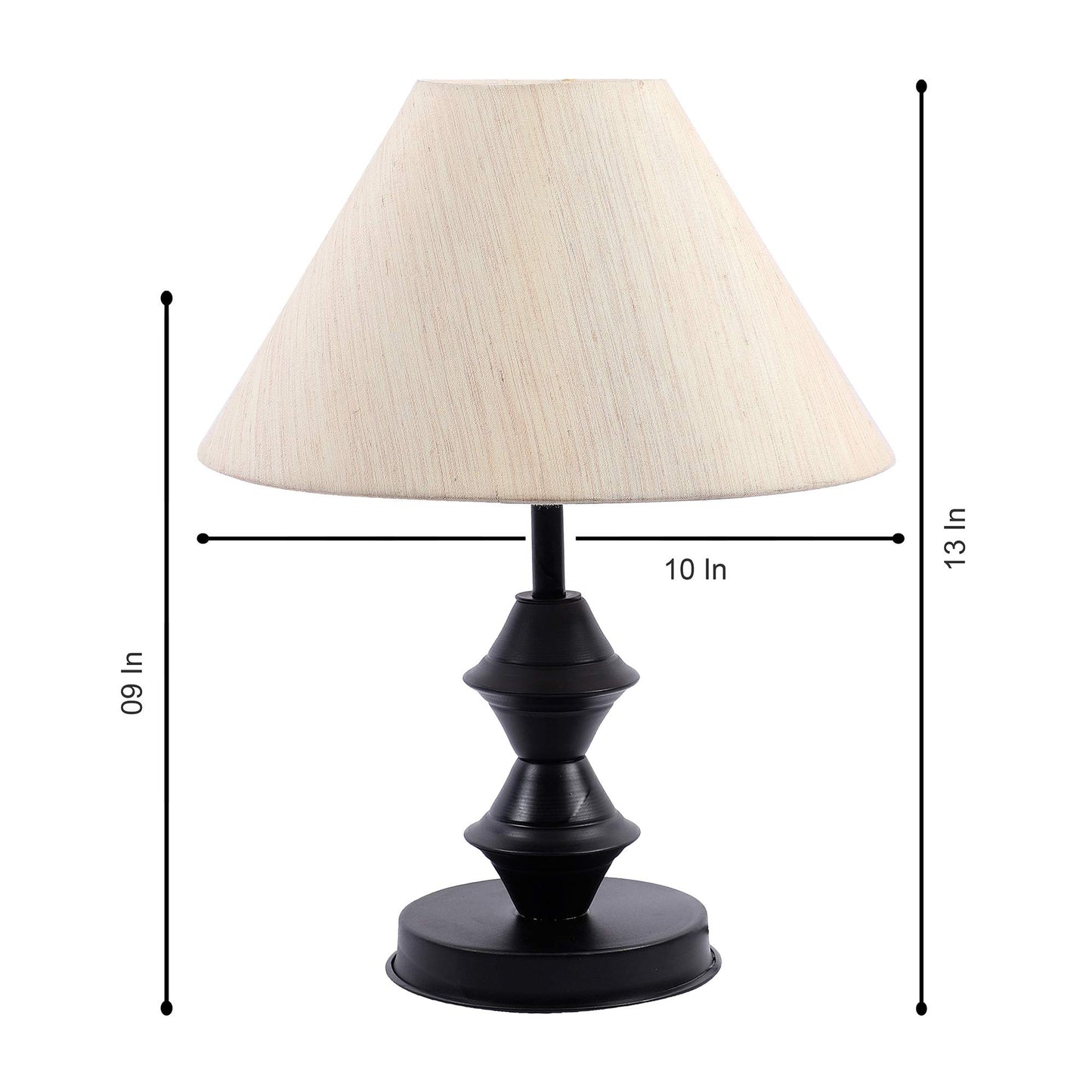 Table Lamp with Cotton Shade and Metal-Iron Base - 13 Inch - Off White