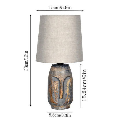 Table Lamp Rustic Design Wood Grain Gray 15x15x33cm