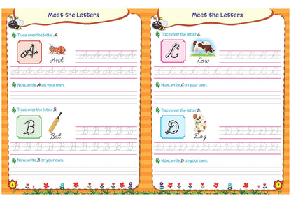 Scholars Hub Cursive Writing Books Combo (Vol 0,1) (For Ages 4-6)- Capital Letters, Small Letters & Word Family | Pack Of 2 Books