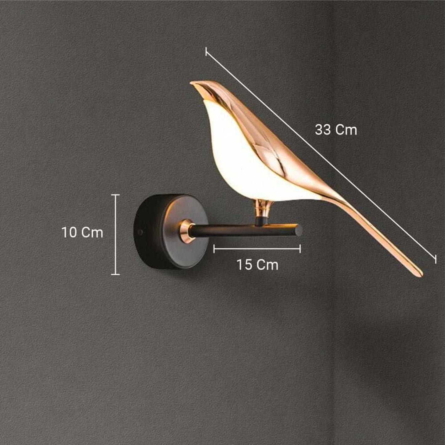 LED Wall Light Artistic Bird Shape Rose Gold 30cm Modern Decorative Sconce