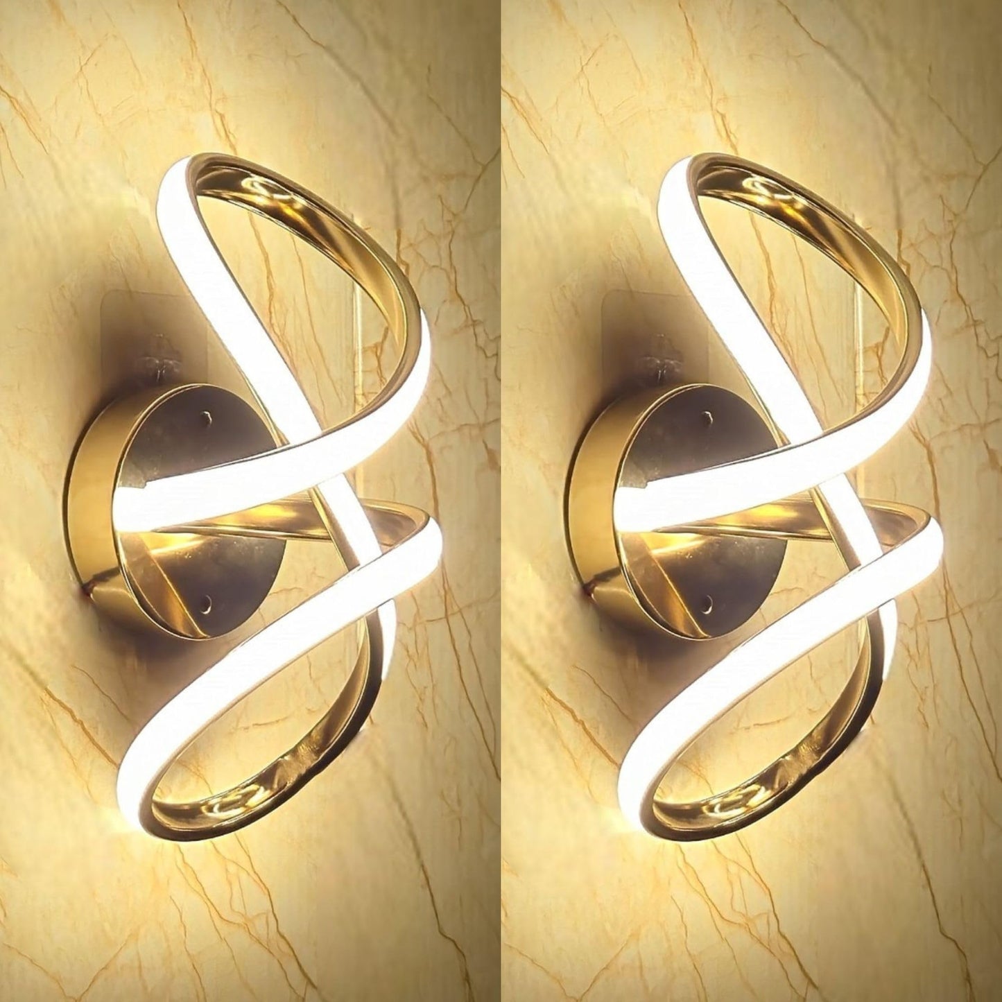 LED Wall Light with 3 Adjustable Colors, Gold Finish, 12 cm & 19 cm, Modern Design