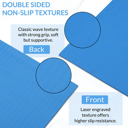 6mm Anti-Slip Yoga Mat with Carrying Strap - Blue