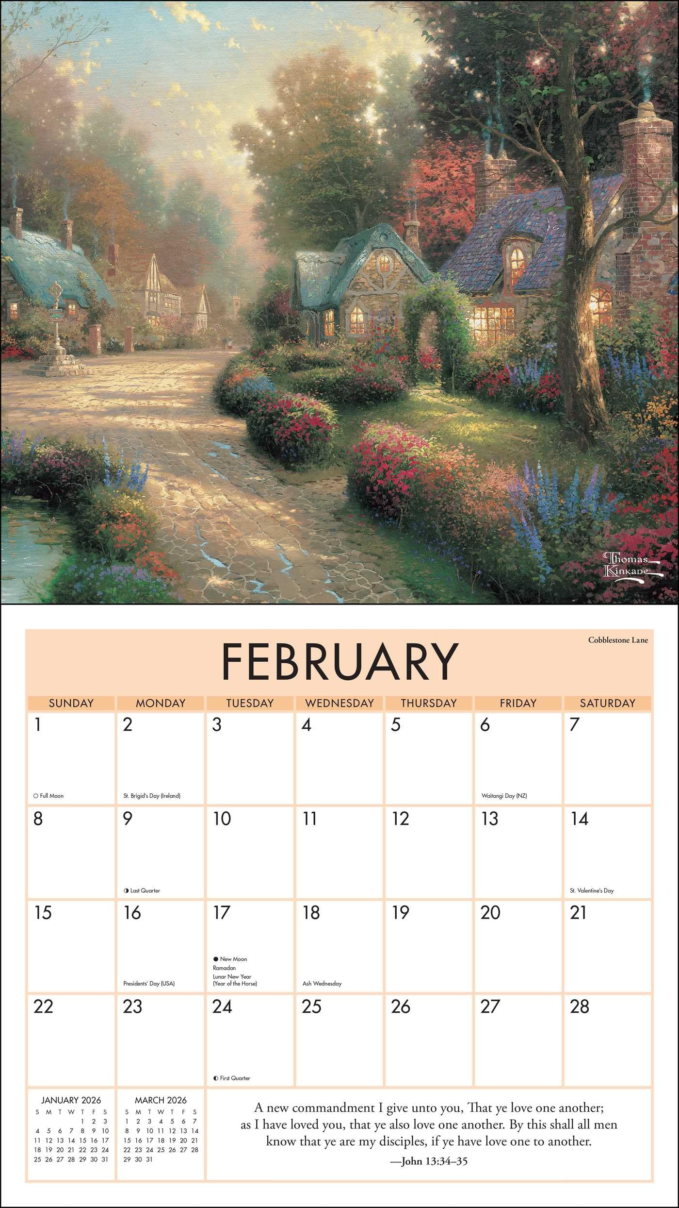 Thomas Kinkade Studios 2026 Deluxe Wall Calendar with Scripture