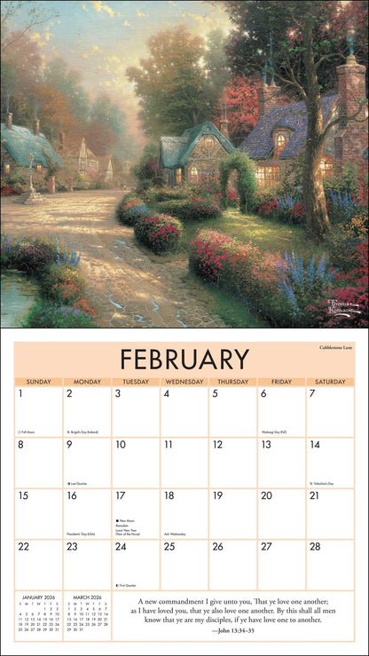 Thomas Kinkade Studios 2026 Deluxe Wall Calendar with Scripture
