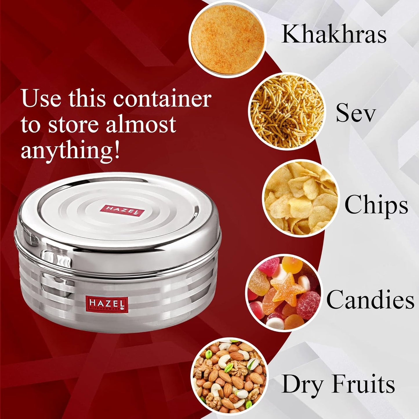 HAZEL Small Container For Kitchen|Steel Dabba of Capacity 400 ml