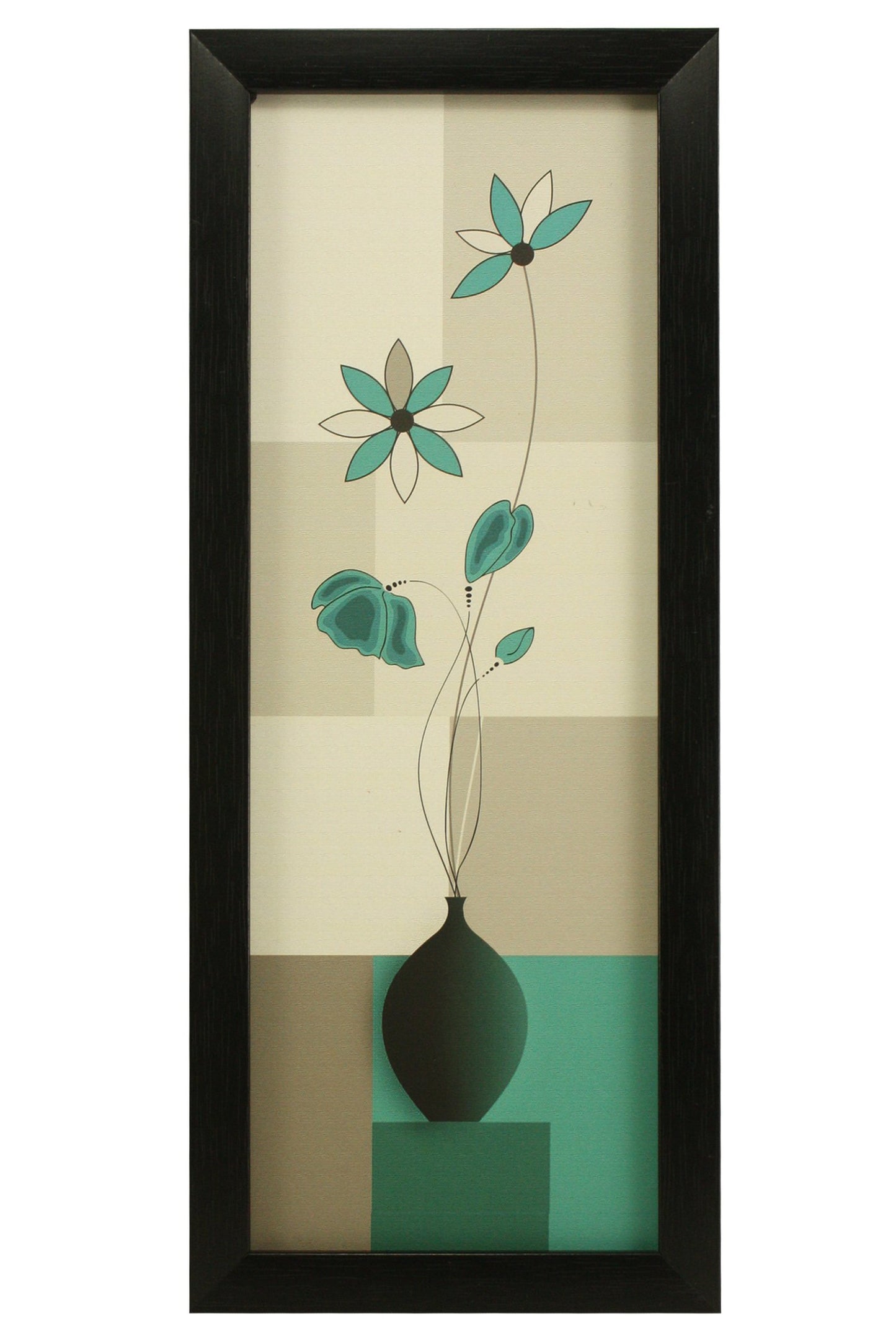 Floral Canvas Paintings Set of 3 - Black Frame - 5.2 x 12.5, 9.5 x 12.5 Inches