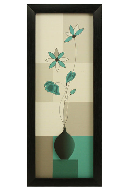 Floral Canvas Paintings Set of 3 - Black Frame - 5.2 x 12.5, 9.5 x 12.5 Inches