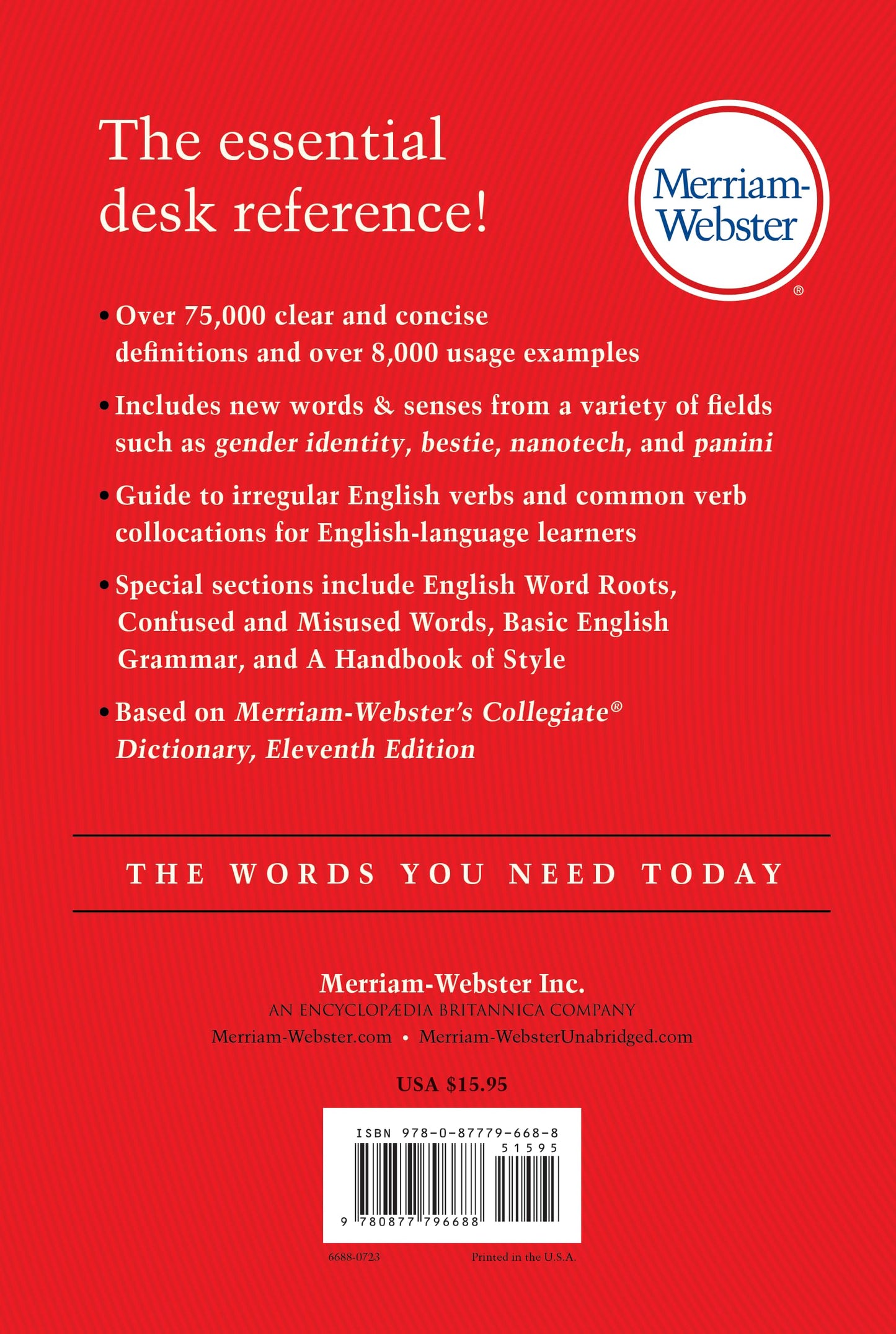 The Merriam-Webster Dictionary, Trade Paperback, Newest Edition