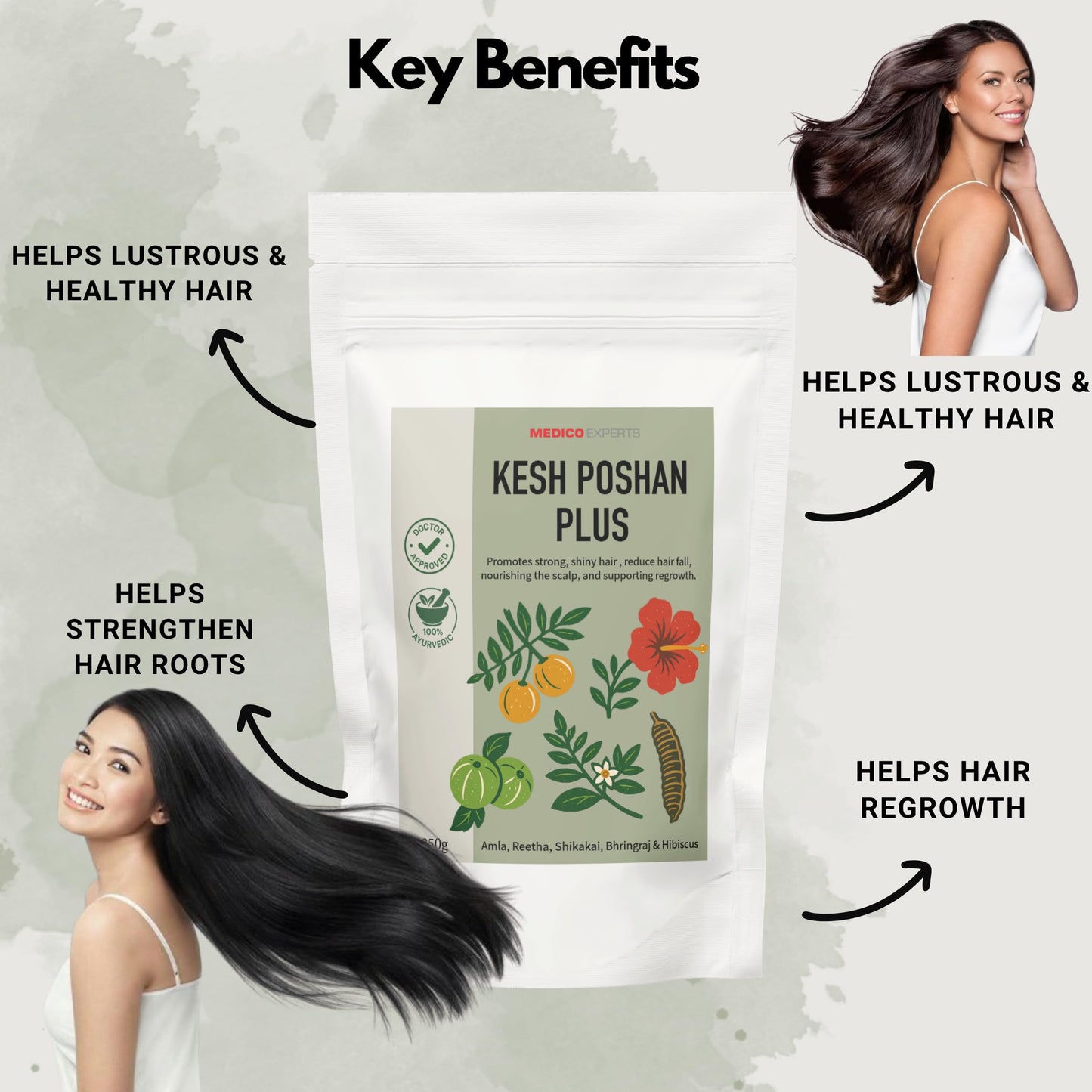 Herbal Hair Pack with Bringraj, Hibiscus & Amla for Growth