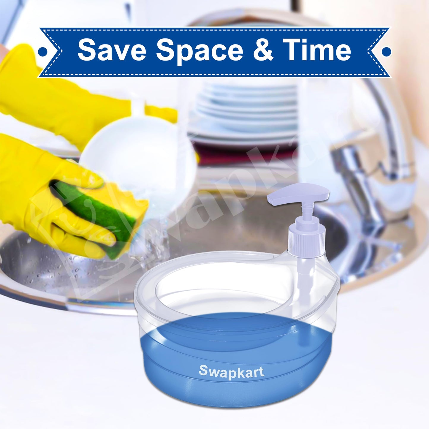 Double Layer Soap Dispenser with Sponge Holder - Plastic - Multi Color