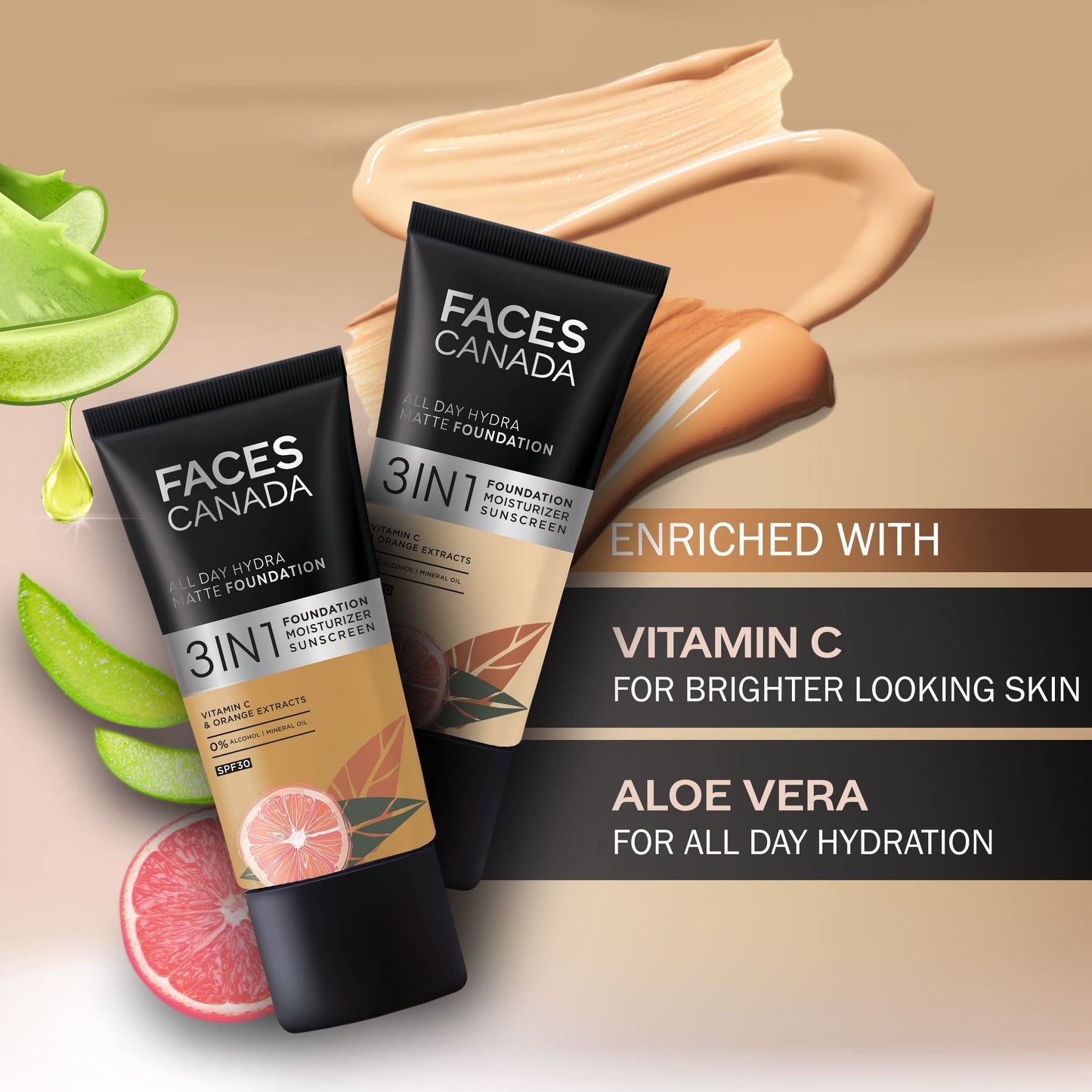 3-in-1 Hydra Matte Foundation SPF 30, Absolute Ivory 012, 25ml