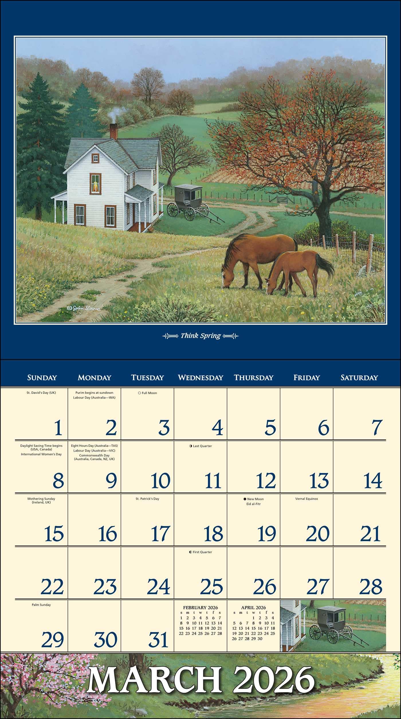 John Sloane's Country Seasons® 2026 Deluxe Wall Calendar: 40th Anniversary Ed.