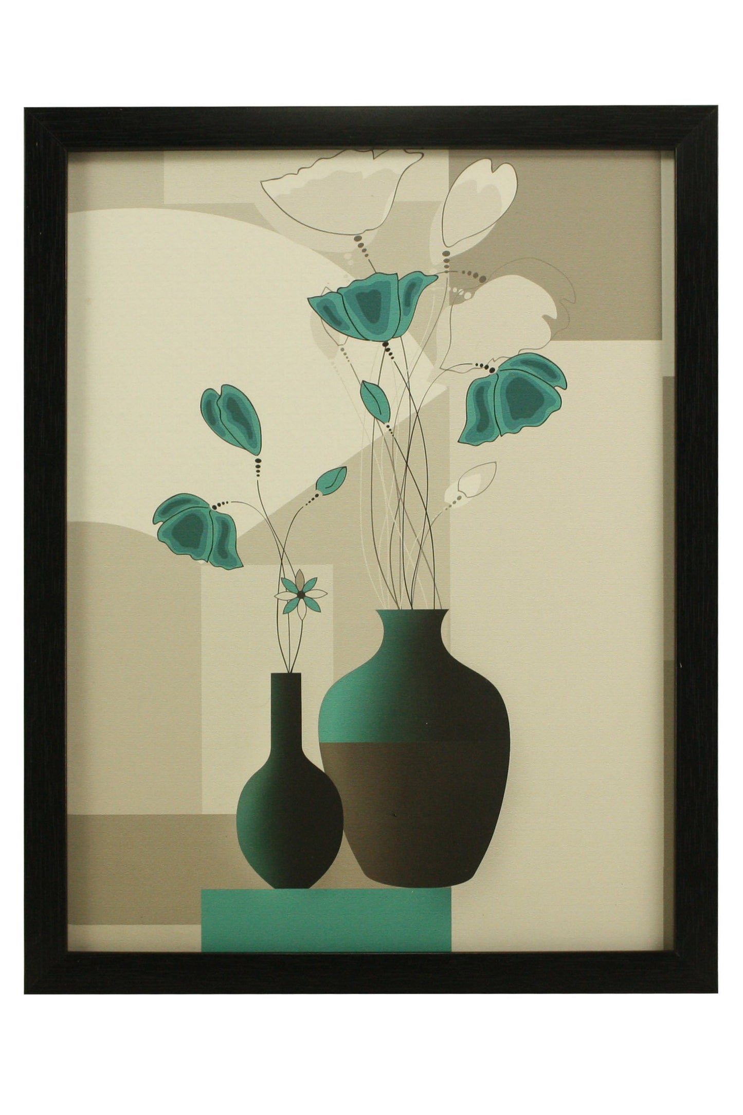 Floral Canvas Paintings Set of 3 - Black Frame - 5.2 x 12.5, 9.5 x 12.5 Inches