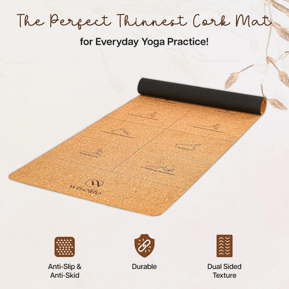 Cork Foldable Yoga Mat with Carry Bag - Extra Thick & Wide