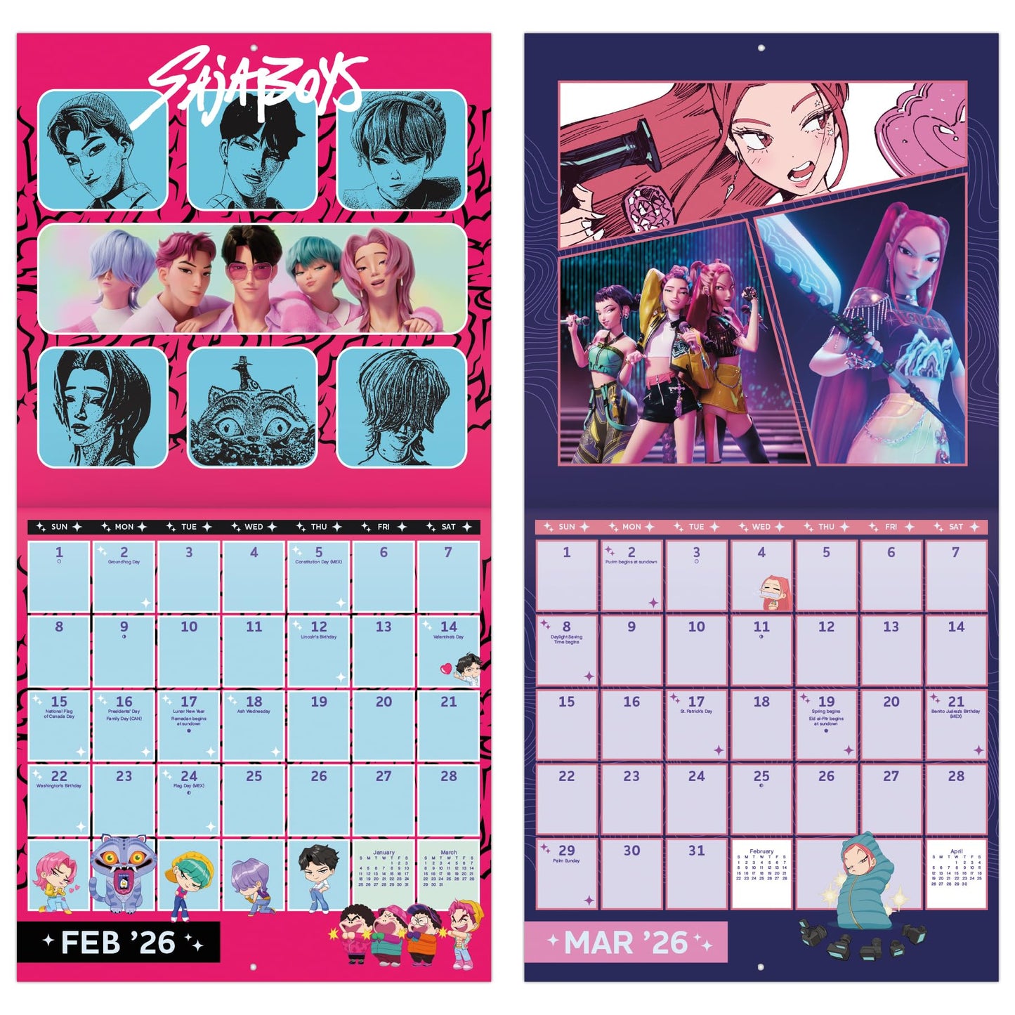 2026 Kpop Demon Hunters Wall Calendar 
