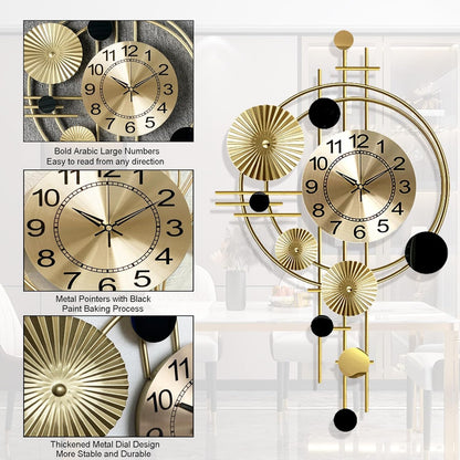 Handcrafted Multicolor Metal Wall Clock 31.5" x 19.5" for Living Room and Bedroom