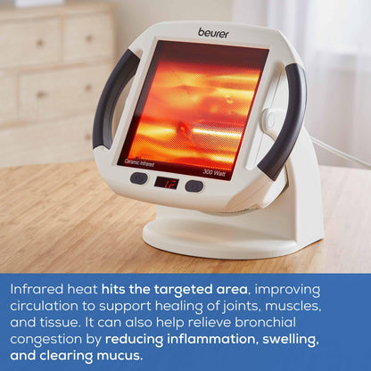 Red Light Therapy Lamp 300W Ceramic Infrared Heat for Full Body Treatment - Portable, Adjustable, Red